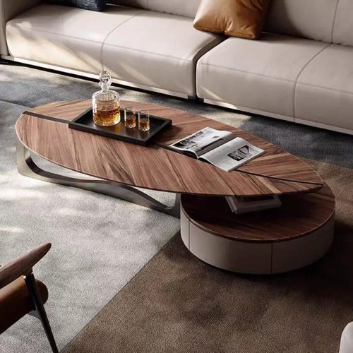 Luxury Designer Living Room Home Walnut Table - Image 2