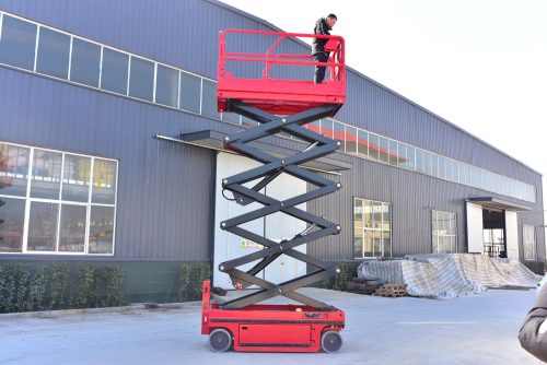 10m-12m Self-Propelled Mobile Overhead Hydraulic Shear Jack Lifting Platform for High-Altitude Operation - Image 6