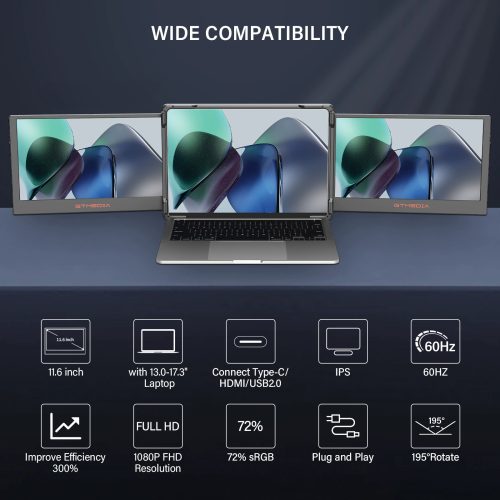 11.6 Inch Laptop Triple Dual Extender Screen Laptops Monitor - Image 5