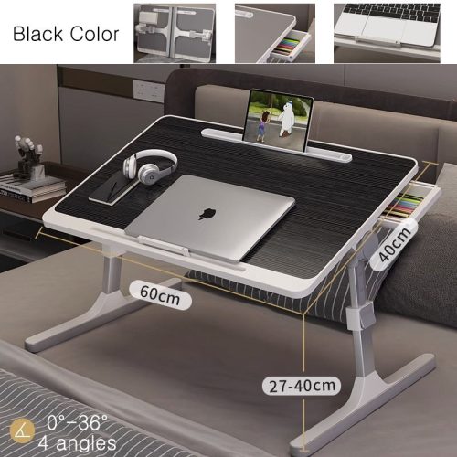 Foldable Laptop Table for Bed Side Portable Study Desk on the Adjustable Height Multi-functional