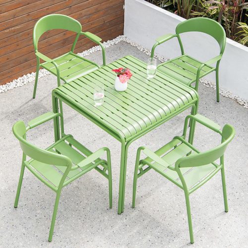 Leisure Anti Rust Aluminium Metal Garden Dining Table Set Outdoor Chair and Patio Waterproof Furniture