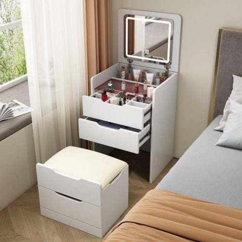 Modern Dressing Table for Small Bedroom, Integrated Bedside Storage Cabinet, Simple Drawer