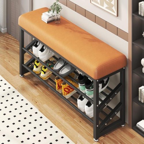 Shoe Organizer Rack Shelf Metal Ottoman 2- 3 Layers in Entryway Living Room Apartment