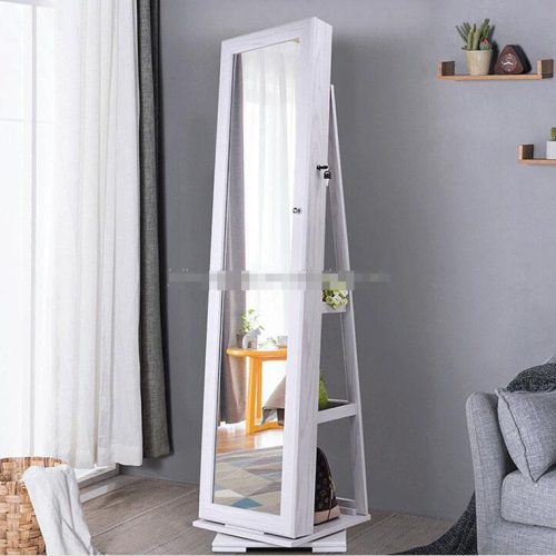 Wooden Full Length Mirror Jewelry Cabinet - Image 2