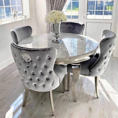 Luxury Shop Furniture Modern Dining Table Set 4 Chairs Marble Dining Table Round Dining Table