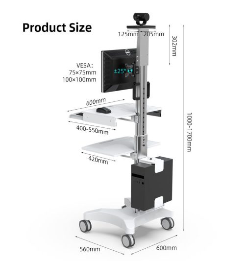 Mobile Computer Cart Medical Monitor Cart Telemedicine Terminals - Image 2