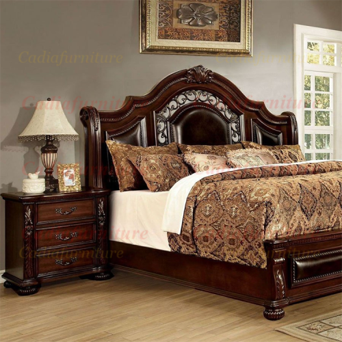 American Bedroom Furniture Wooden Carved Decorating Bed Antique King Bedroom Furniture Brown Bed