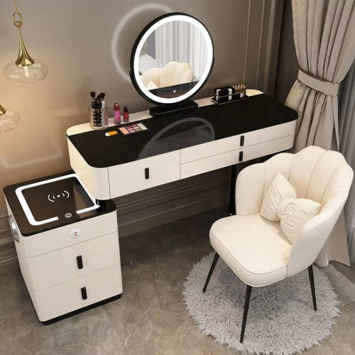 Dressing Makeup Table With Side Cabinet Vanity Desk With Mirror and Lighting - Image 2