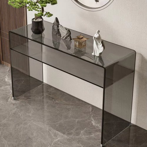 Modern Luxury Console Table with New Chinoiserie Pattern Accessible and Narrow for Entrance Hallway Wall Glass Cabinet