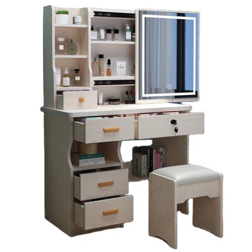 Makeup Dressing Vanity Set With Stool And Mirror Bedroom Furniture MDF Dressing Table