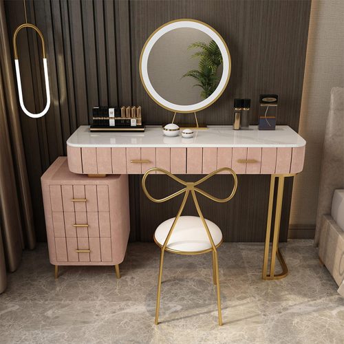 Bedroom Furniture Modern Gold Legs Dresser Table Luxury Wooden Makeup Table Marble Dressing Table With Mirror And Drawers