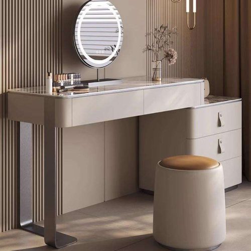 Modern Bedroom Furniture Makeup Vanity Dressing Table With Mirror Made Of MDF Wood