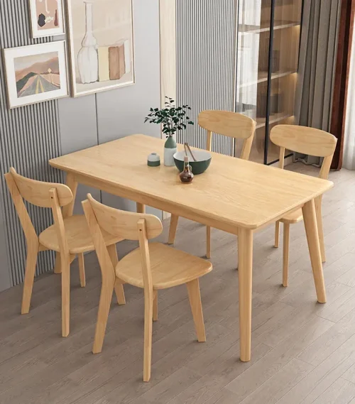 Dining Table Set for 4 Rectangular Solid Wood Set