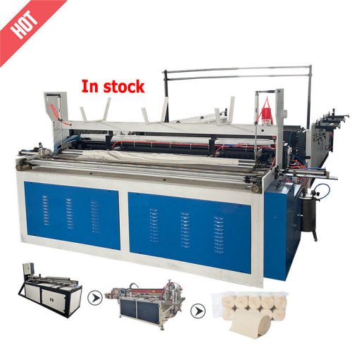 Toilet Tissue Paper Rolls Machine Small Business Toilet Rewind Cutting And Packaging Machine