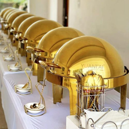 Restaurant Hotel Hot Pot Buffet Gold Display Equipment Food Heater Catering Kitchenware Set - Image 2