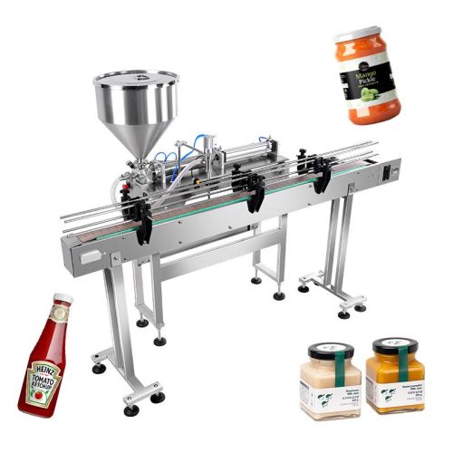 100-1000ml Automatic Pneumatic PLC Single Nozzle Conveyor Oil Peanut Butter Cosmetic Cheese Sauce Yogurt Paste Filling Machine