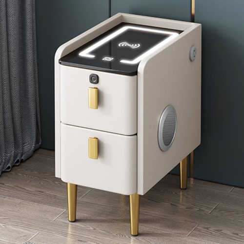 Hot Luxury Multi-functional Smart Bedside Table Bedroom Smart Bedside Table with Wireless Charging USB Interface 30*40*50cm