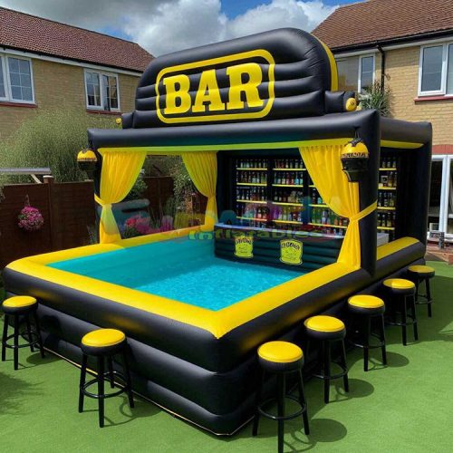 Backyard Tent House Beach Party Floating Blow up Swimming Pub Pvc Inflatable Pool Bar For Adults Seats