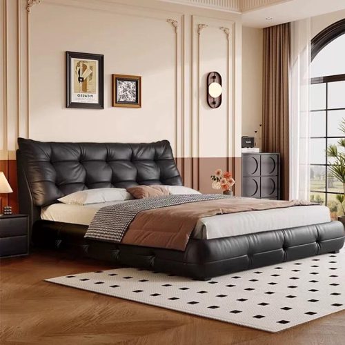 Soft Bag Leather High-End Atmosphere Bedroom Double King Size Bed - Image 2