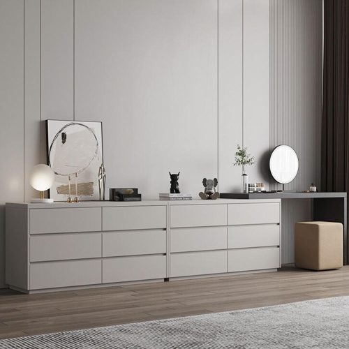 Bedroom Dressing Table With Cabinet Nordic Dressing Table With Mirror Wooden Make Up Table With Led Light - Image 2