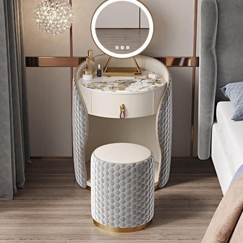 Creative Design Spherical Dressing Table Nordic Minimalism Small Vanity Mirror With Led Lights - Image 2