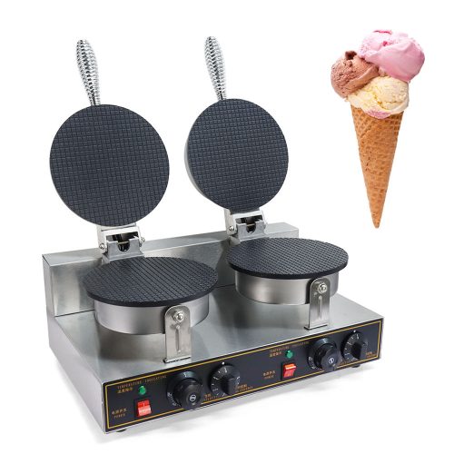 Double-Ended Electric Ice Cream Cone Maker 2 x 1200Watt Waffle Cone Maker With Ice Cream Cone Sleeve For Restaurant Bakery Snacks