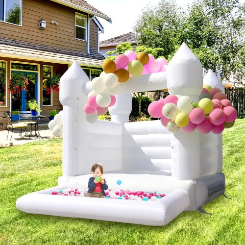 Commercial Party Rental Inflatable Bouncer Castle Jumper Bounce House White Bouncy Castle With Pool - Image 2