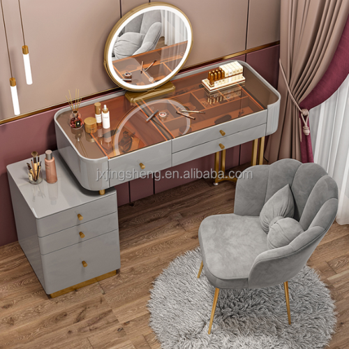 Fashion Makeup Vanity Desk Modern Italian Light Luxury Style Dressing Table With Chair - Image 2