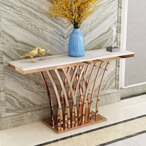 Nordic Style Modern Simple Marble Top Metal Frame Side Table Home Corridor Bedroom Coffee Tables Storage Porch Console Table - Image 2