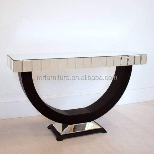 Hotel Mirrored Furniture Black Wooden Base Console Table With Wall Mirror - Image 2