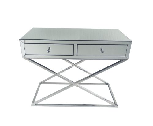 2 Drawers Xavier Stainless Steel Base Mirrored Hallway Console Table - Image 2