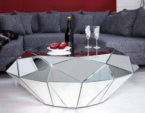 Modern Living Room Furniture Mirrored Diamond Shape Coffee Table for Home Cafe Shop - Image 2