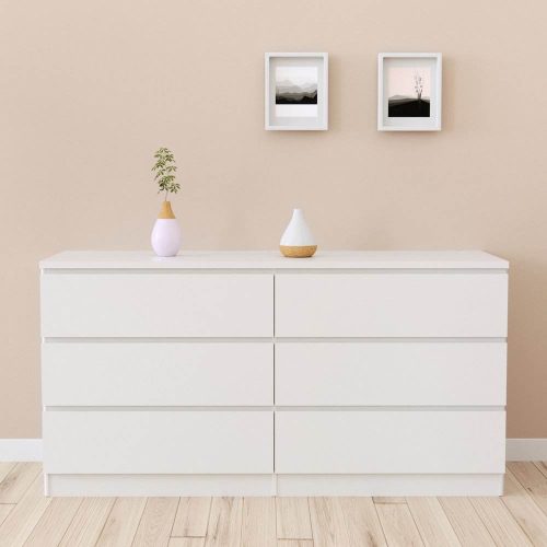 Bedroom 6-Drawer Chest, 50 X 151 X 77cm, White