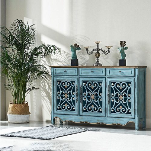 Country Shoe Cabinet Wood Carving Hallway Cabinet Retro Hand-carved Furniture Thin Sideboard Porch Cabinet - Image 2