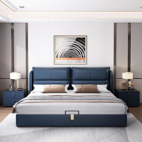 Queen Size Bedroom Furniture Luxury Double Modern Bed - Image 3