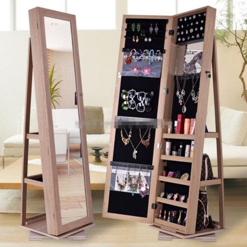 Wooden Full Length Mirror Jewelry Cabinet - Image 3