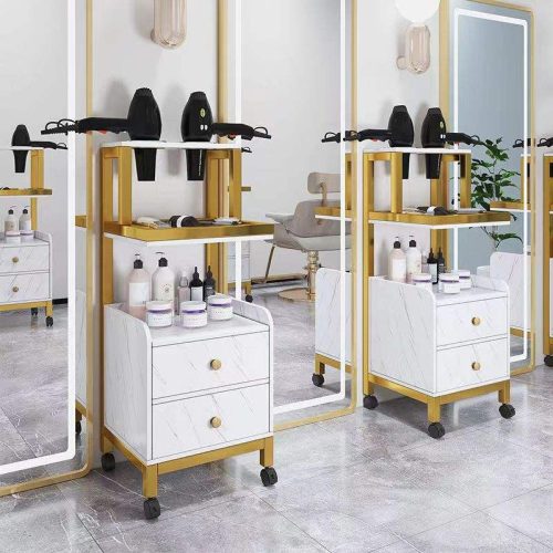 Latest Design Salon Furniture Gold Salon Trolley Removable Beauty Trolley Makeup Storage Trolley - Image 2