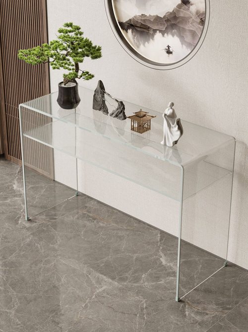 Modern Luxury Console Table with New Chinoiserie Pattern Accessible and Narrow for Entrance Hallway Wall Glass Cabinet - Image 2