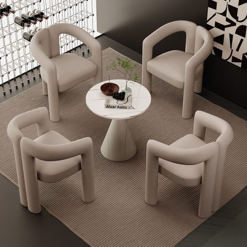 Modern Single Designer Chair for Business Negotiation Wooden Reception Guest Table Single Sofa Rest Area Popular Casual Style - Image 2