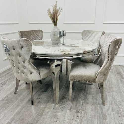 Luxury Shop Furniture Modern Dining Table Set 4 Chairs Marble Dining Table Round Dining Table - Image 2