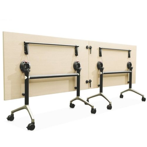 Office Furniture Wood Training Table With Wheels Folding Desk - Image 3