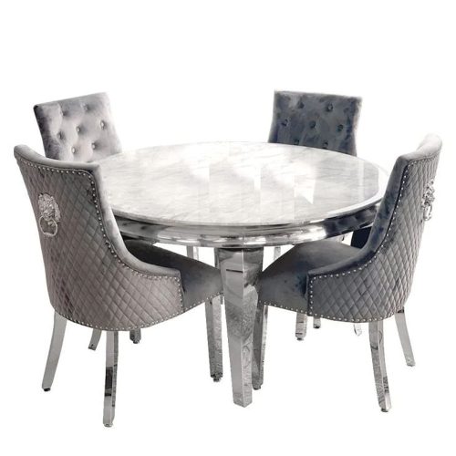 Luxury Shop Furniture Modern Dining Table Set 4 Chairs Marble Dining Table Round Dining Table - Image 3