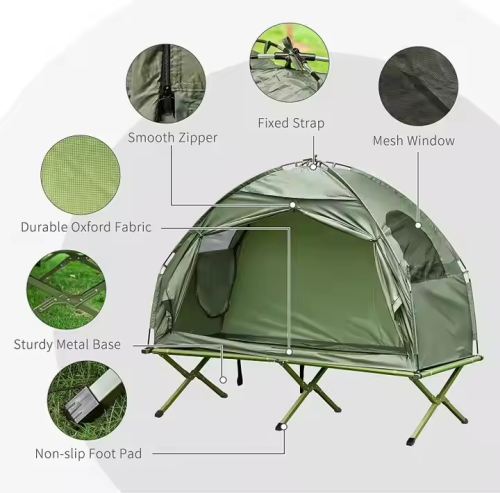 2 In 1 Off The Ground Quick Automatic Pop-Up Portable Tent Folding Bed Outdoor Camping Tent - Image 3