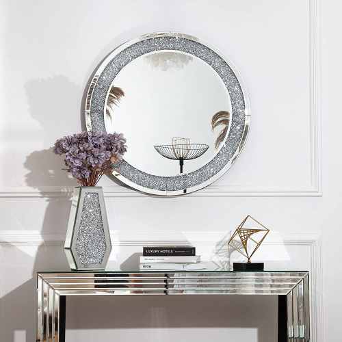 Modern Style Hollywood Mirrored Console Table Wall Mirror (Stool not included) - Image 3