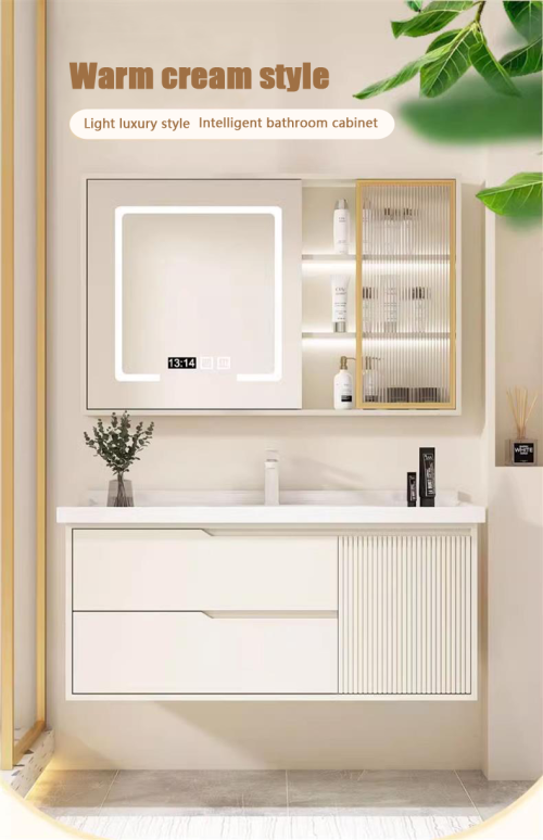 Sink Bathroom Storage Furniture With White Color Mirror Bathroom Vanity Wall Mount Basin Sink - Image 3