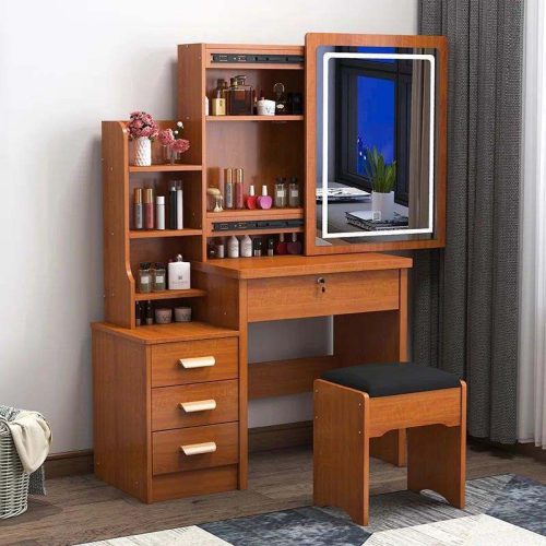 Drawer Dressing Table Bedroom Drawer Mirror Set Makeup Vanity Simple Sliding Mirror Makeup Table - Image 3