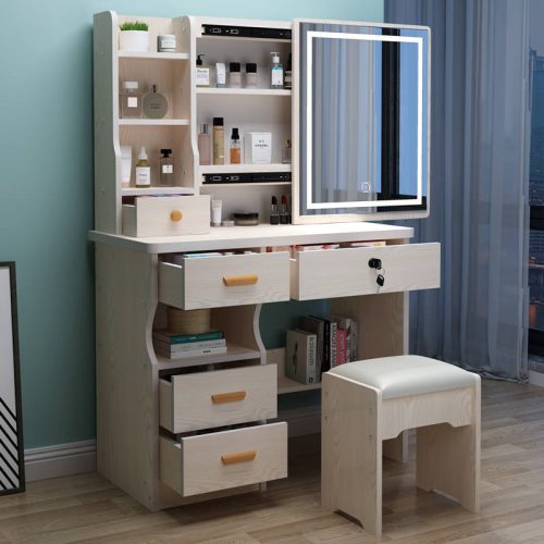 Makeup Dressing Vanity Set With Stool And Mirror Bedroom Furniture MDF Dressing Table - Image 3