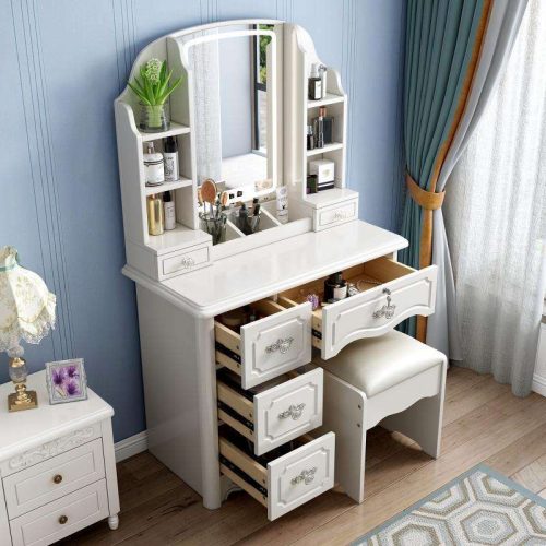 New Design Saving Space Dressing Table With Mirrored Vanity Dressers - Image 3