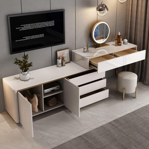 Multifunctional Dressing Table Bedroom Furniture Modern Dressing Table With Storage Dresser Cabinet Drawers - Image 3