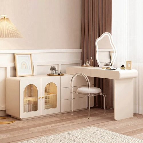 Bedroom Dressing Table Storage Multifunctional Dressing Table With Mirror, Dressing Table With Mirror And Light - Image 3